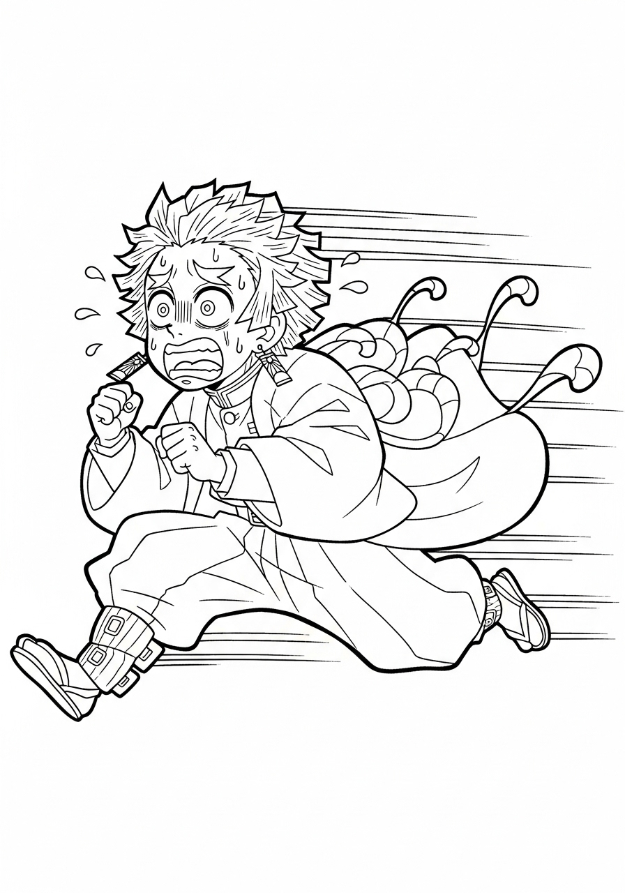 detailed Zenitsu Agatsuma coloring pages for adults