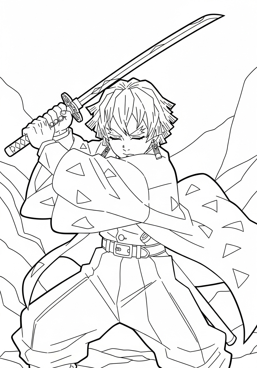 Zenitsu Agatsuma coloring pages pdf