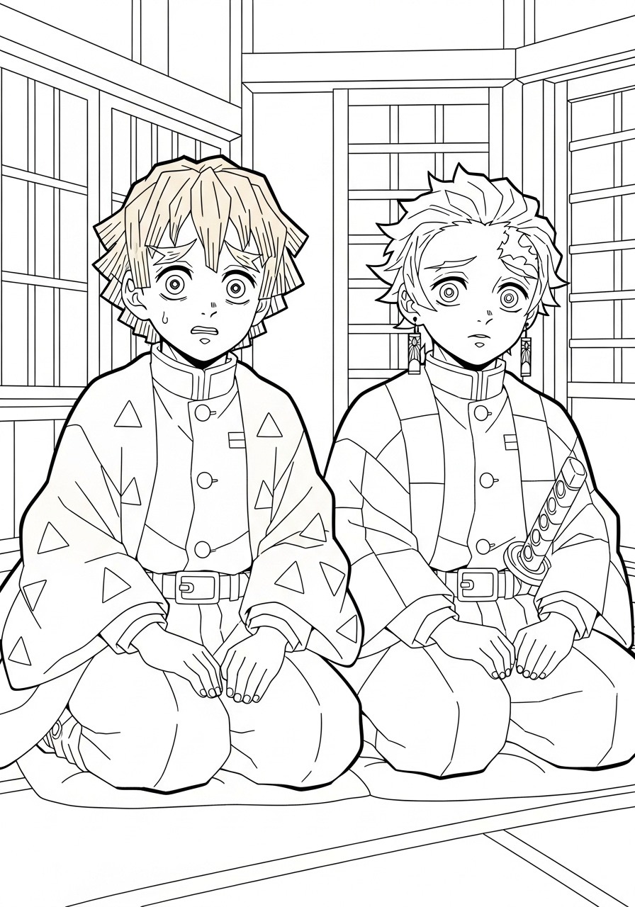adult coloring pages Zenitsu Agatsuma
