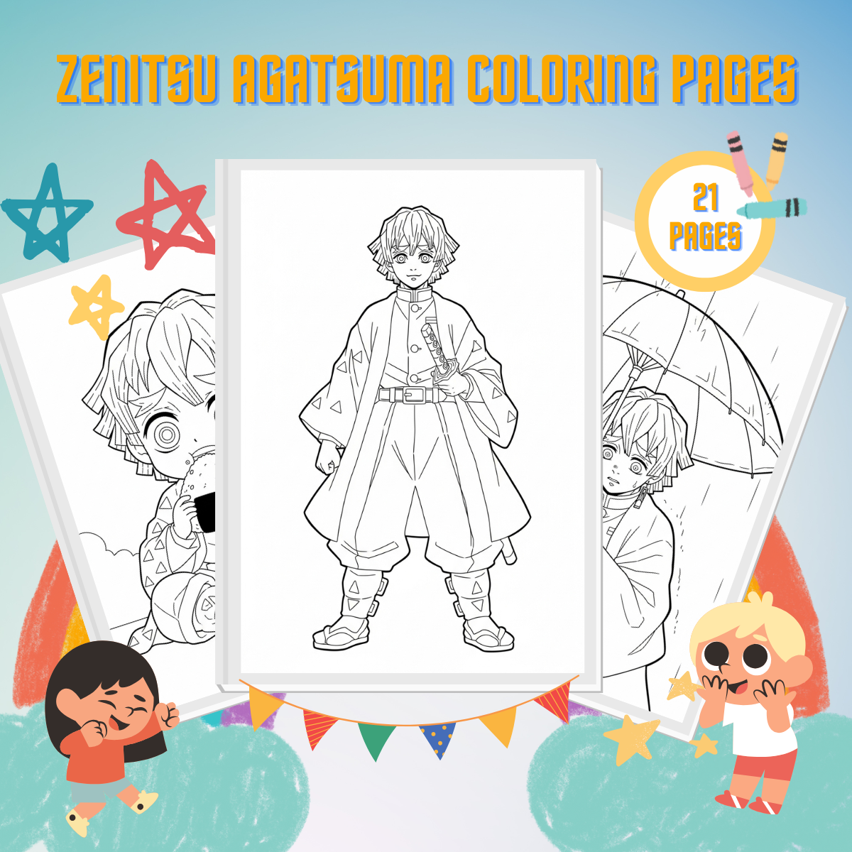 Zenitsu Agatsuma Coloring Pages thumbnail