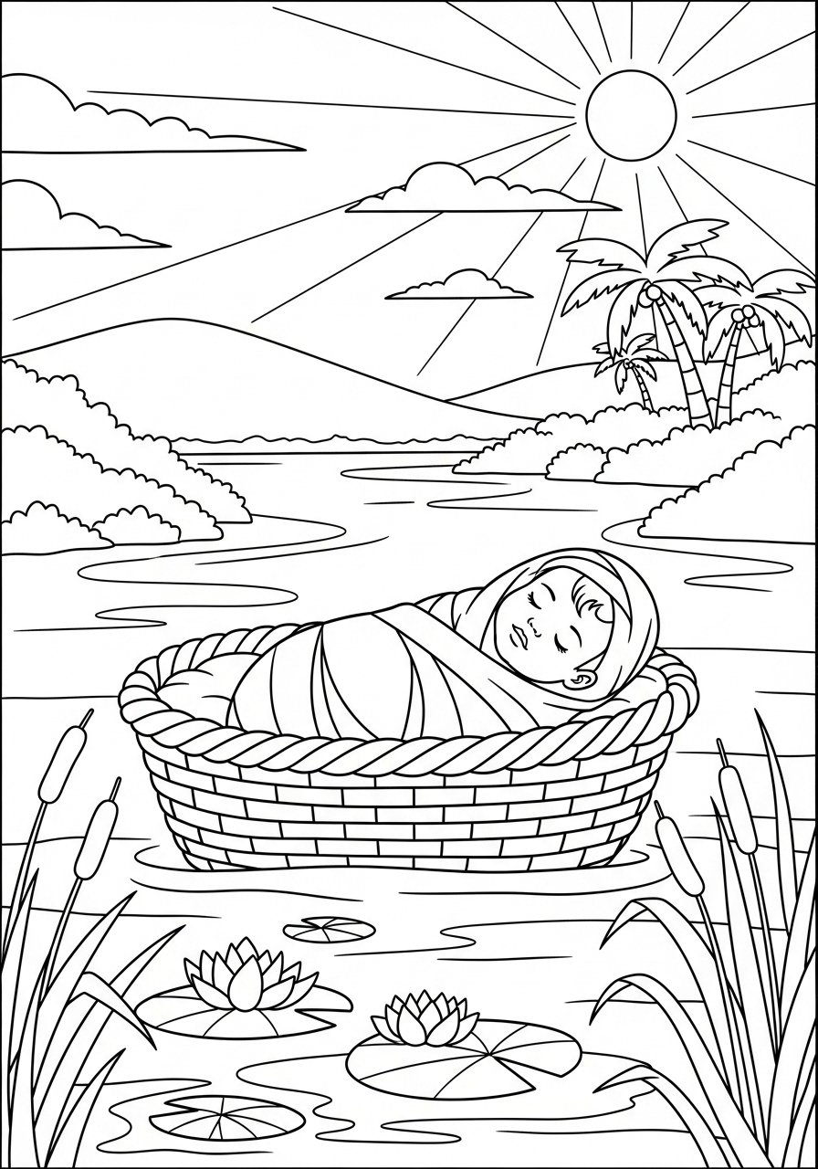 Baby Moses Coloring Pages 2 Baby Moses coloring pages easy