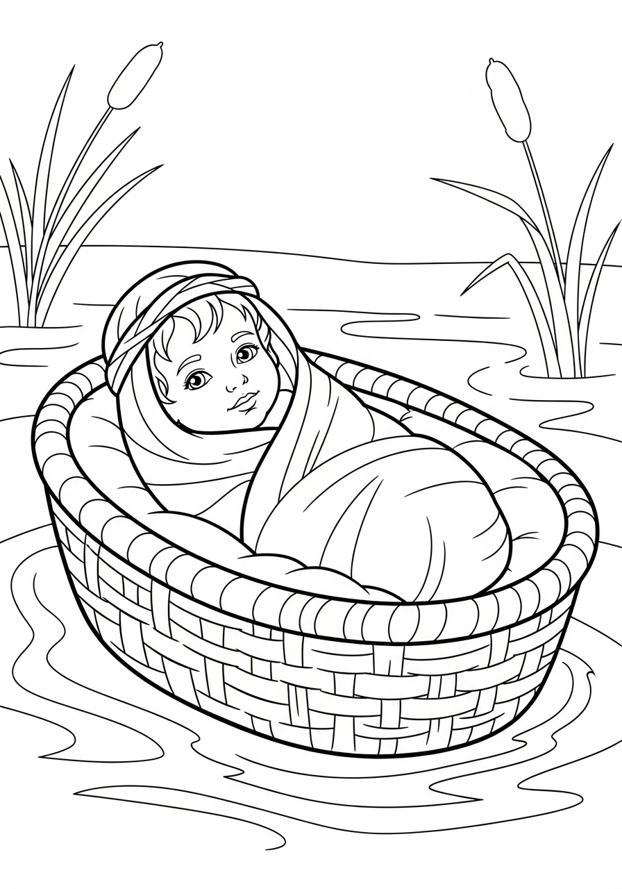 Baby Moses Coloring Pages 18 kawaii cute Baby Moses coloring pages