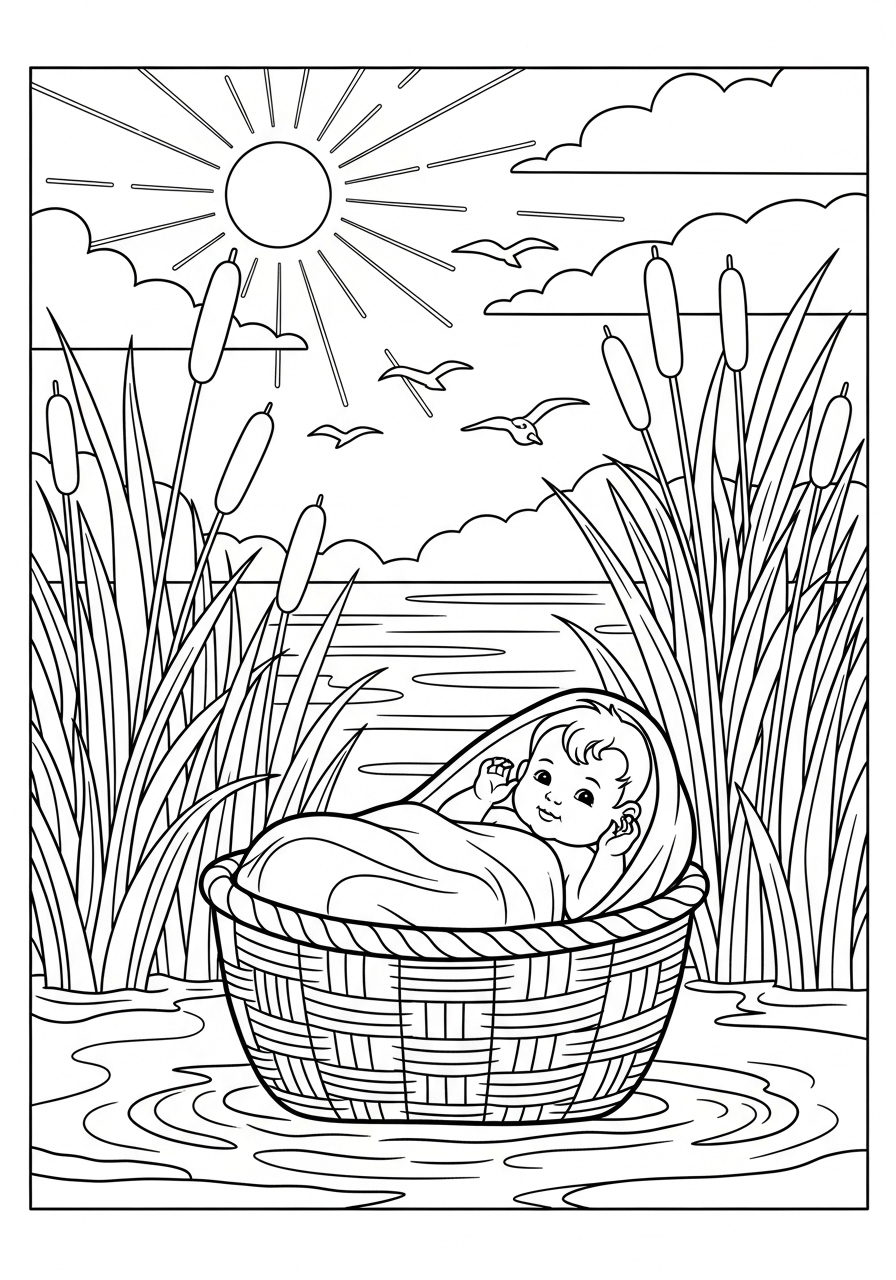Baby Moses Coloring Pages 4 hard Baby Moses coloring pages