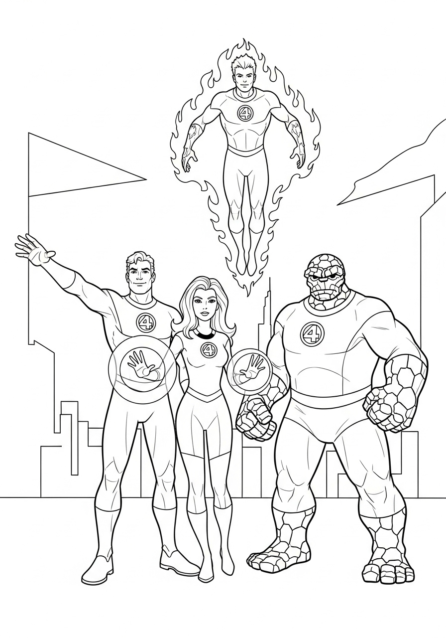 Fantastic Four Coloring Pages 2 free Fantastic Four tree coloring pages