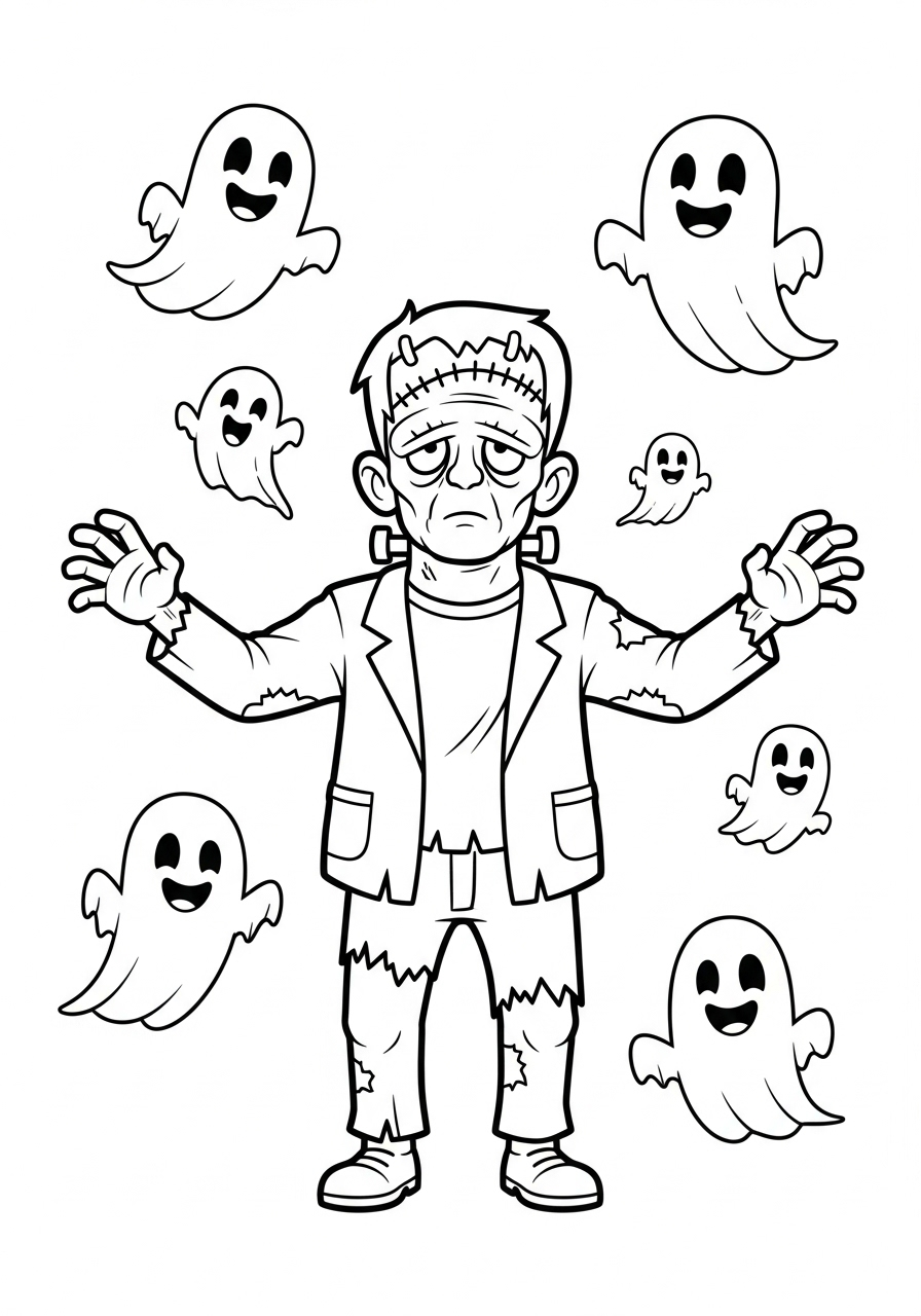 Frankenstein Coloring Pages 14 Frankenstein adult coloring pages