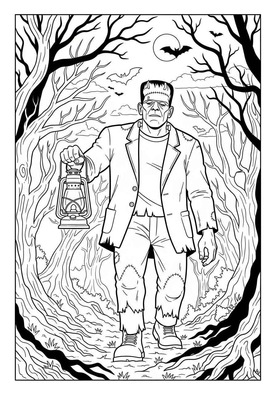 Frankenstein Coloring Pages 21 free full size printable Frankenstein coloring pages for adults pdf
