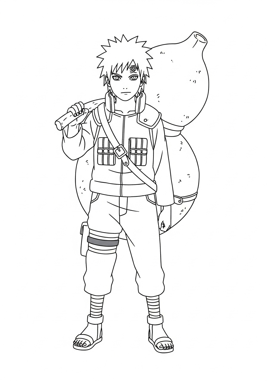Gaara Coloring Pages 5 easy cute Gaara coloring pages