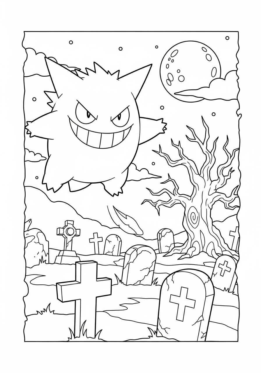 Gengar Coloring Pages 16 adult coloring pages Gengar 1