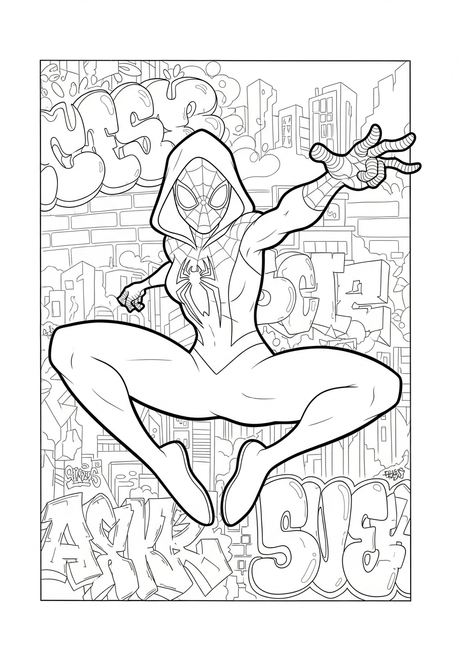 Ghost-Spider Coloring Pages 14 printable Ghost Spider coloring pages