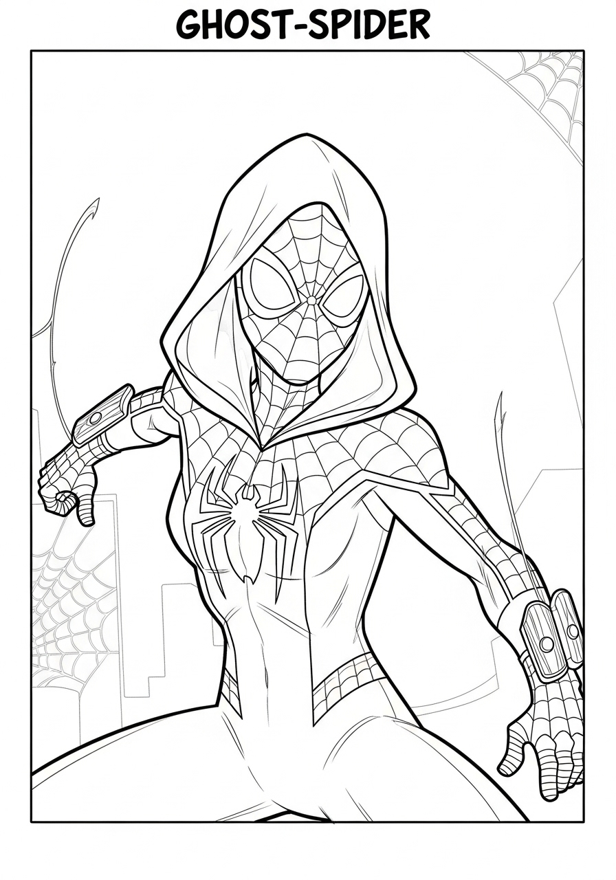 Ghost-Spider Coloring Pages 3 free Ghost Spider coloring pages for adults