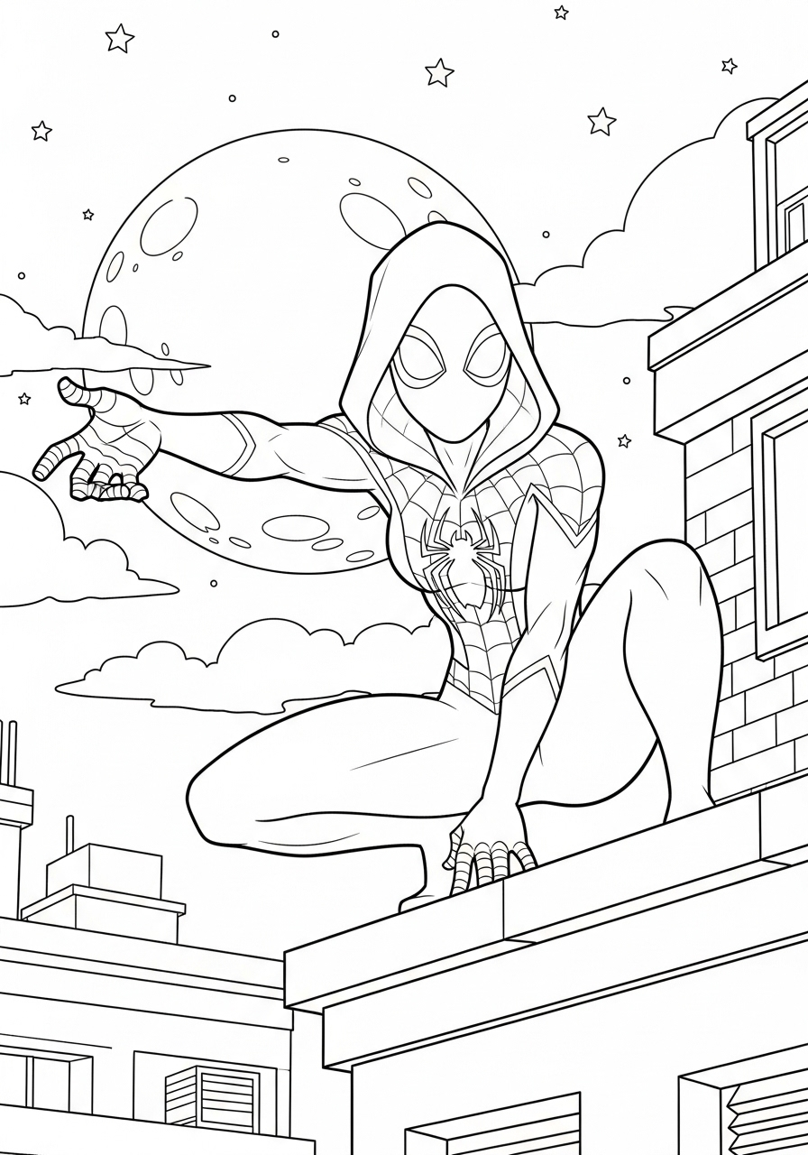 Ghost-Spider Coloring Pages 6 Ghost Spider coloring pages for adults easy