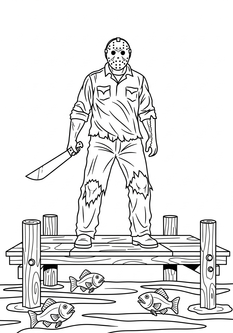 Jason Voorhees Coloring Pages 14 free full size printable Jason Voorhees coloring pages for adults pdf