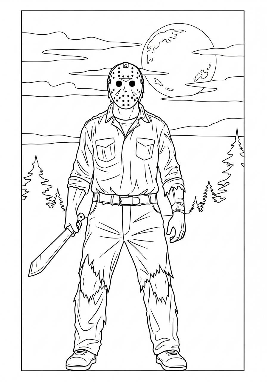 Jason Voorhees Coloring Pages 5 free printable Jason Voorhees coloring pages