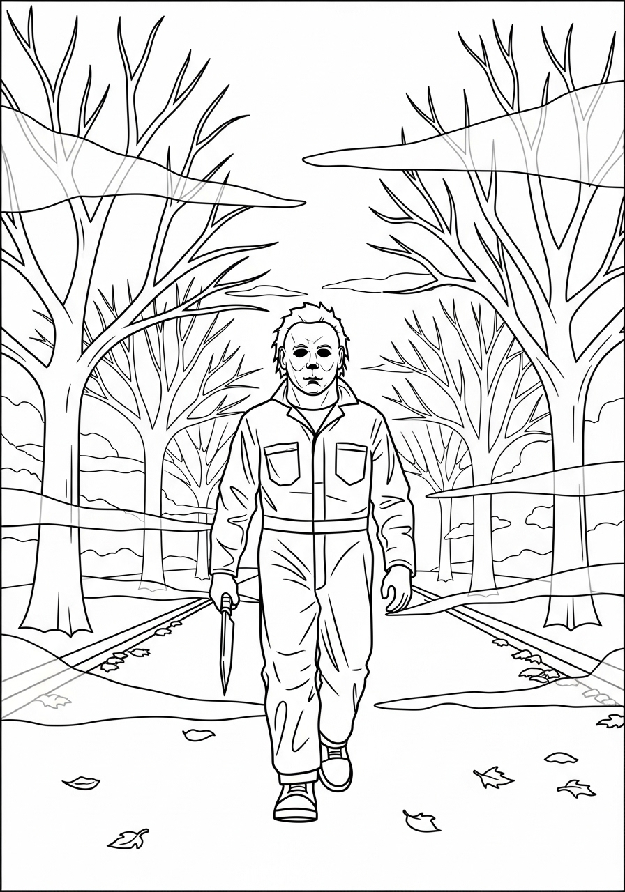 Michael Myers Coloring Pages 8 printable Michael Myers coloring pages for adults