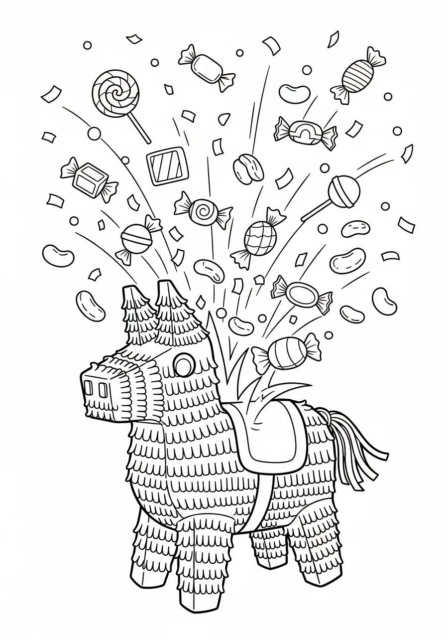 Piñata Coloring Pages 7 printable coloring pages Piñata