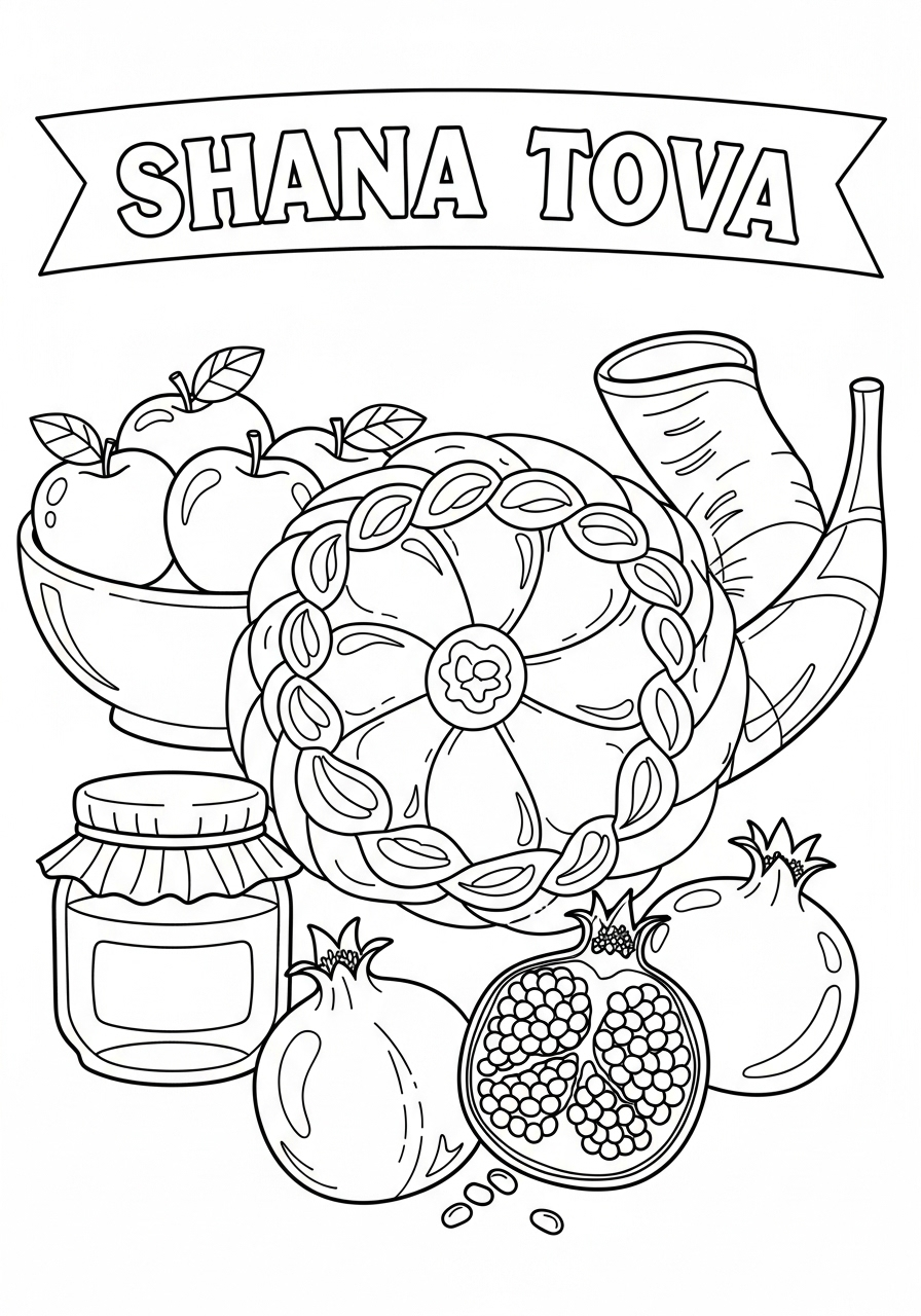 Rosh Hashanah Coloring Pages 3 Rosh Hashanah printable coloring pages