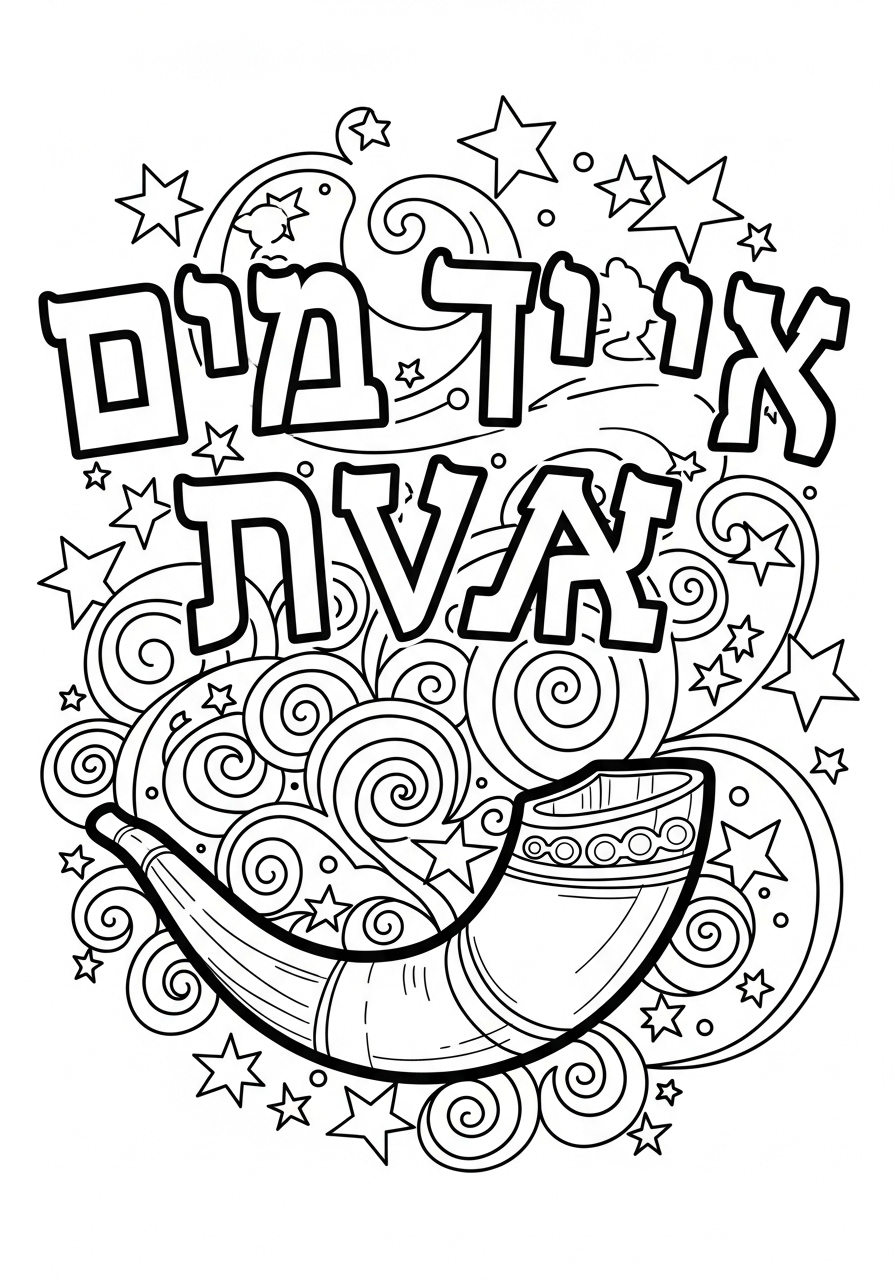 Rosh Hashanah Coloring Pages 6 Rosh Hashanah cards coloring pages