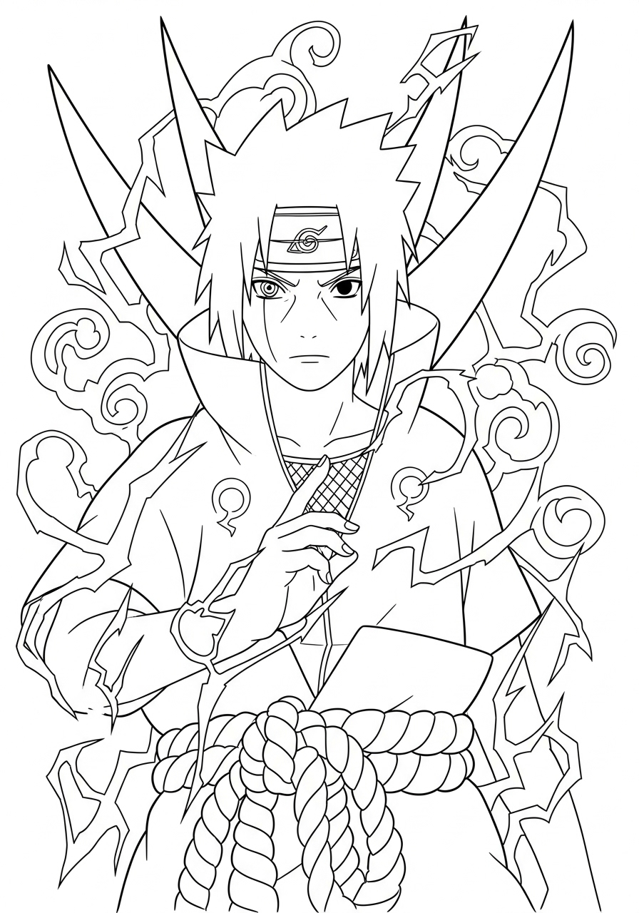 Uchiha Sasuke Coloring Pages 2 detailed Uchiha Sasuke coloring pages