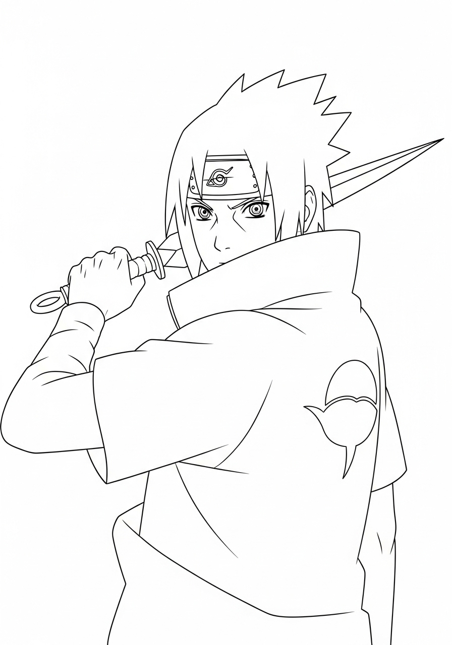 Uchiha Sasuke Coloring Pages 6 Uchiha Sasuke coloring pages easy