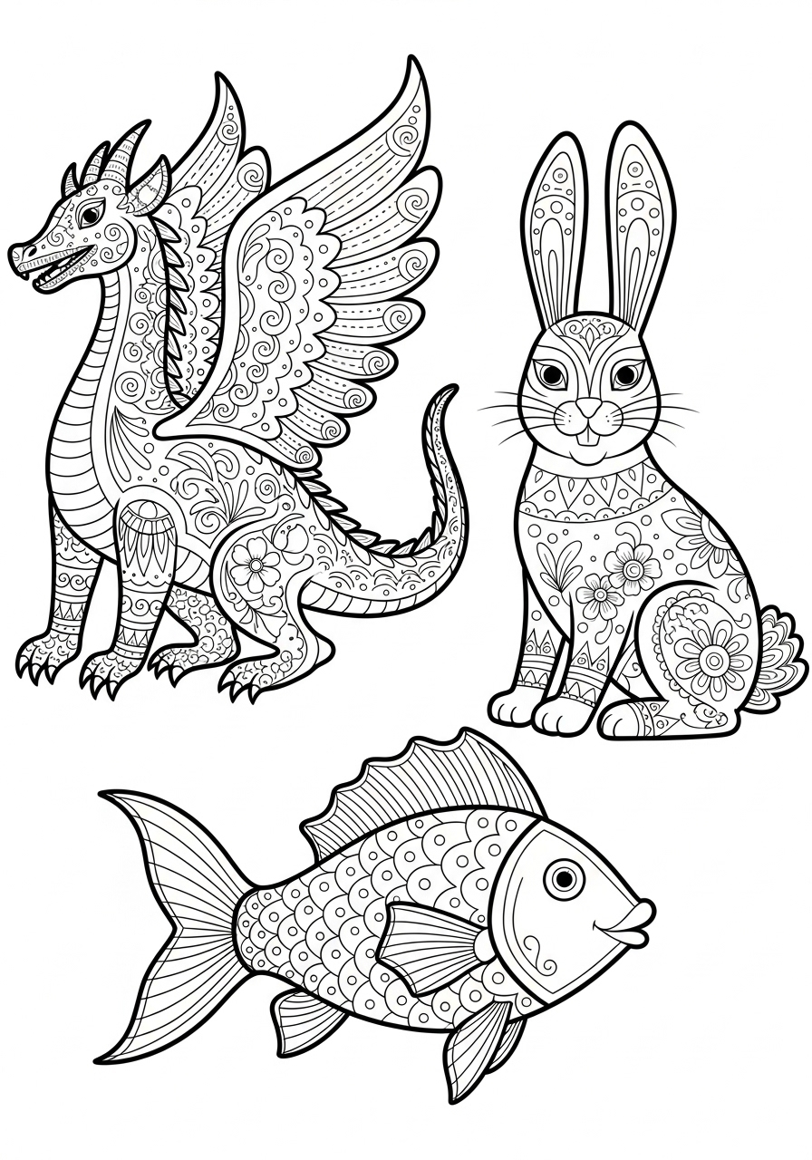 Alebrijes Coloring Pages 3 free coloring Alebrijes pages