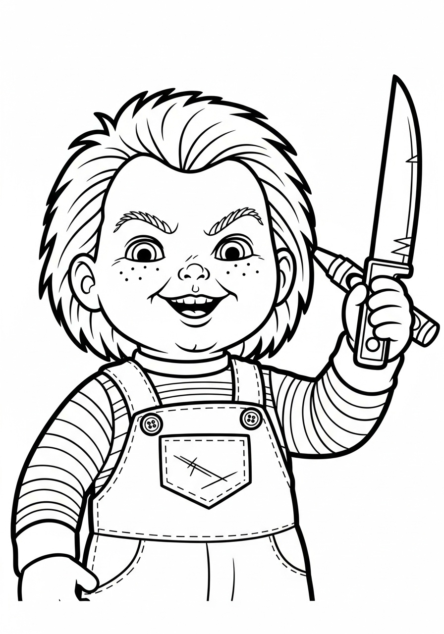 Chucky Coloring Pages 5 detailed Chucky coloring pages for adults