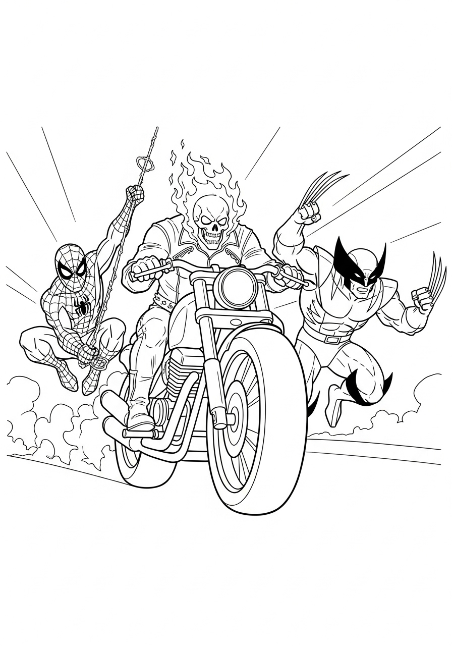 Ghost Rider Coloring Pages 17 free full size printable Ghost Rider coloring pages for adults pdf