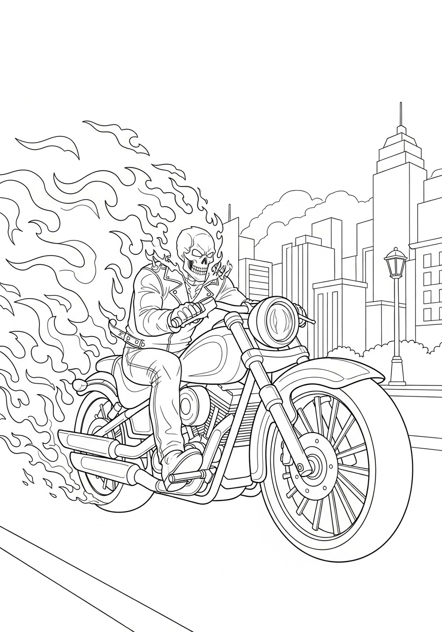 Ghost Rider Coloring Pages 4 hard Ghost Rider coloring pages
