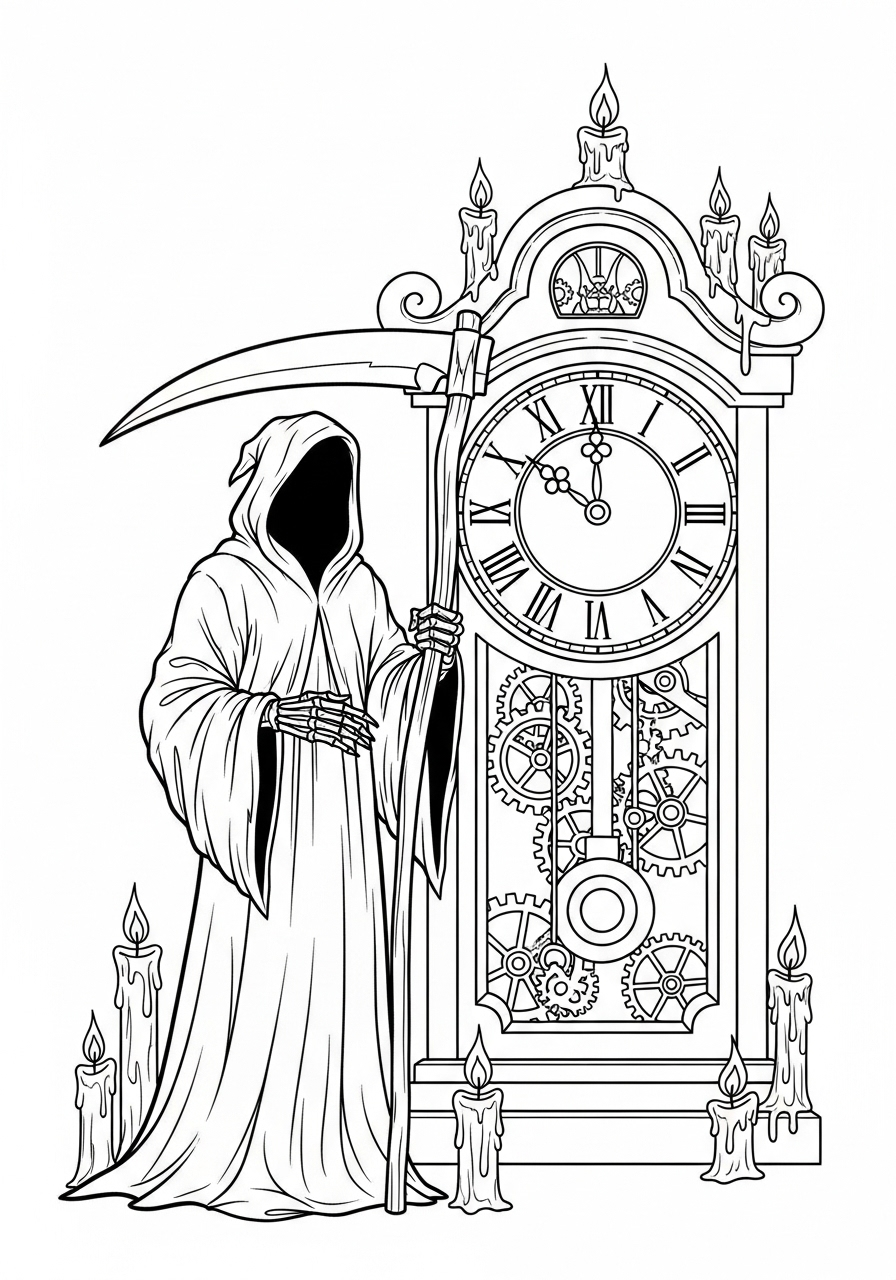 Grim Reaper Coloring Pages 13 Grim Reaper coloring pages for adults easy 1