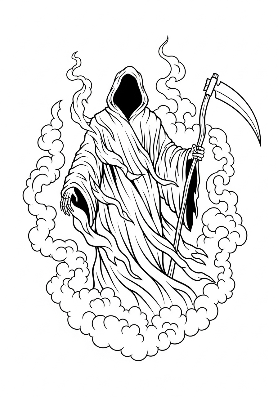 Grim Reaper Coloring Pages 16 free Grim Reaper printable coloring pages