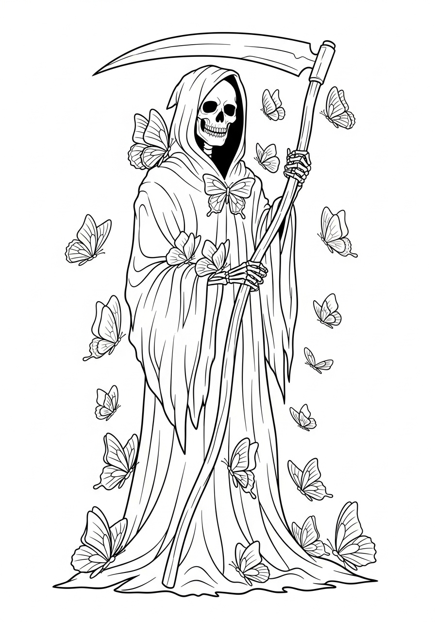 Grim Reaper Coloring Pages 21 easy cute Grim Reaper coloring pages