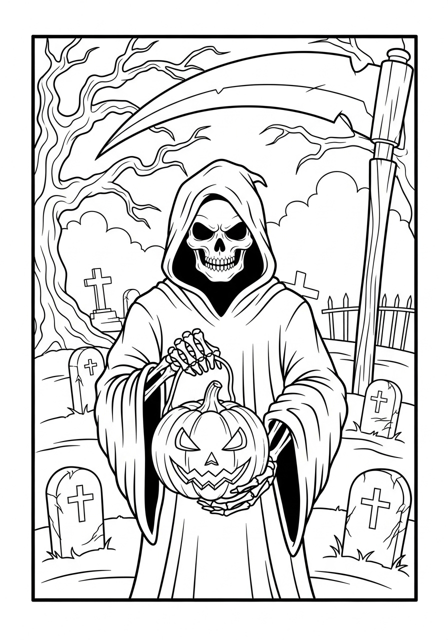 Grim Reaper Coloring Pages 5 printable Grim Reaper coloring pages for adults