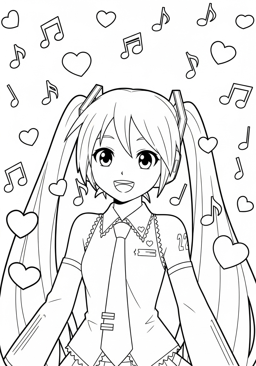 Hatsune Miku Coloring Pages 18 free Hatsune Miku coloring pages