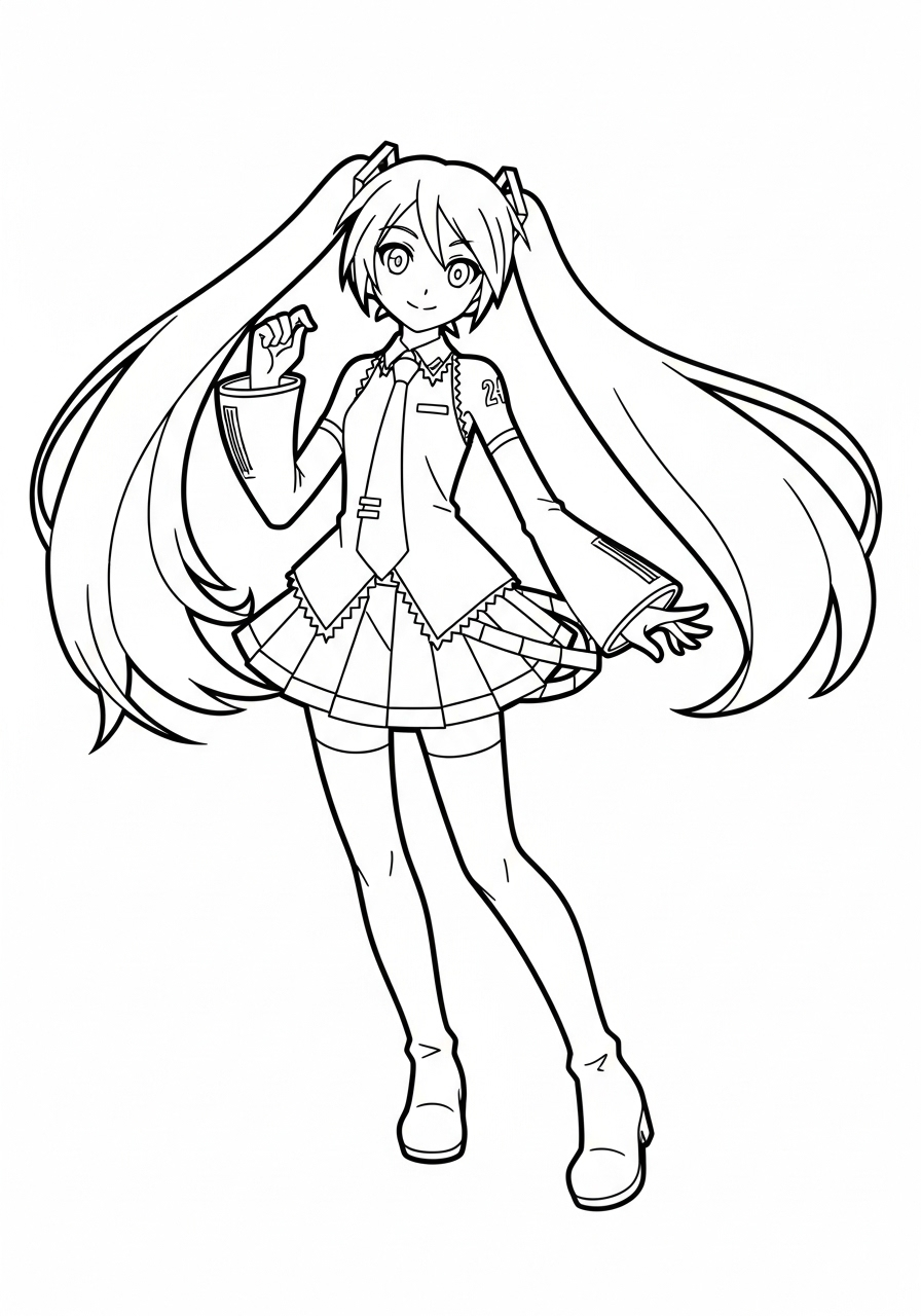 Hatsune Miku Coloring Pages 3 Hatsune Miku coloring pages for adults