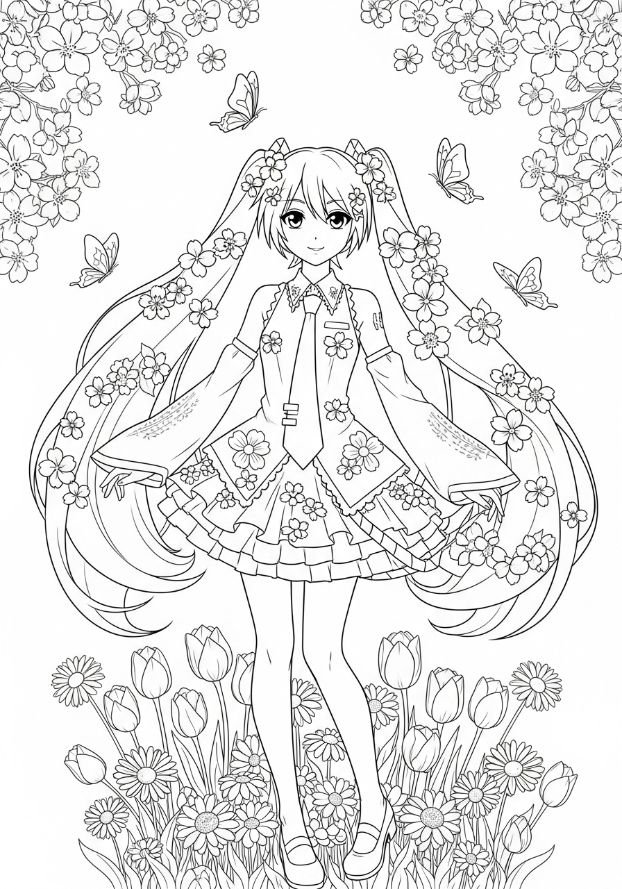 Hatsune Miku Coloring Pages 21 free printable Hatsune Miku coloring pages