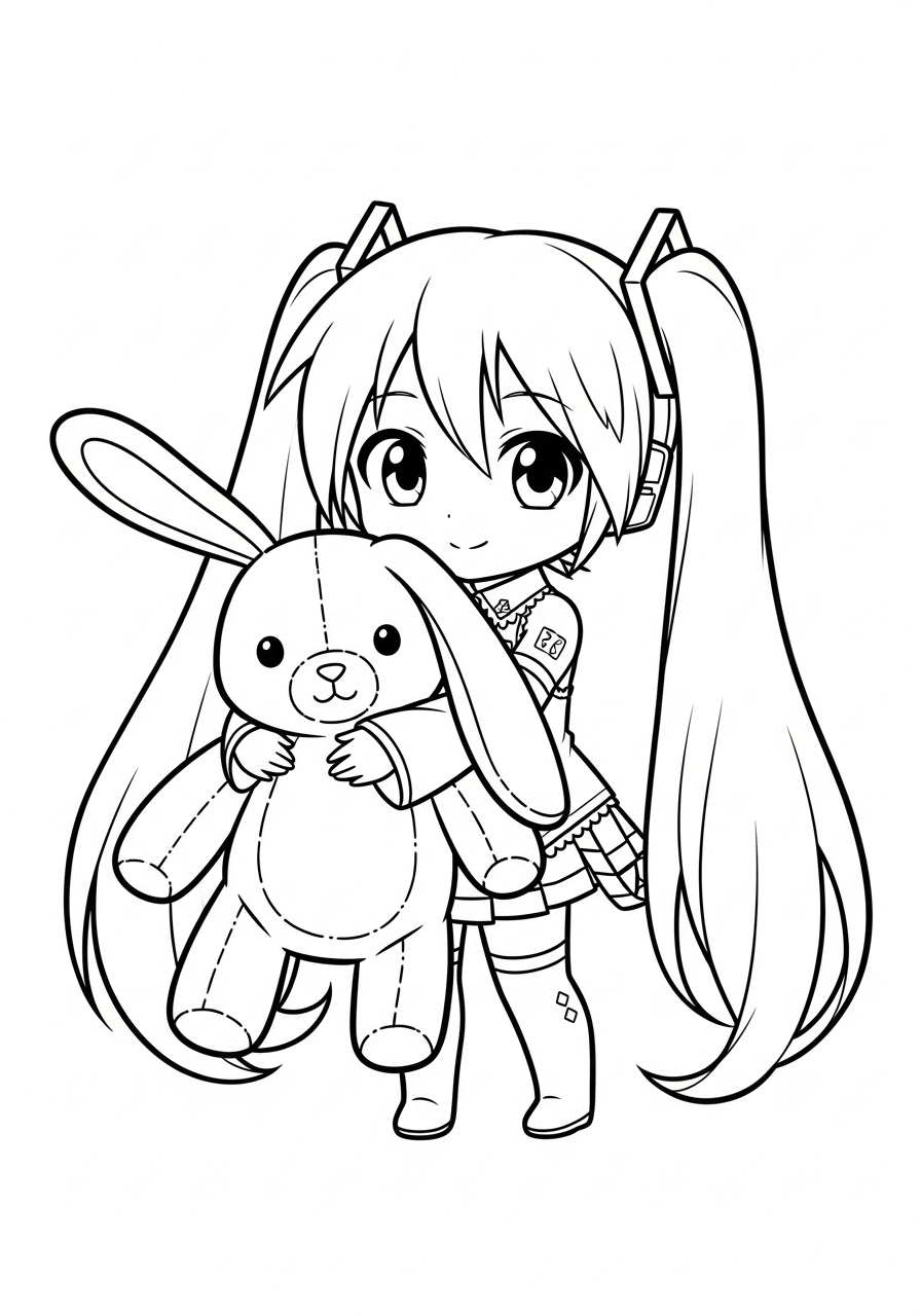 Hatsune Miku Coloring Pages 23 free full size printable Hatsune Miku coloring pages for adults pdf