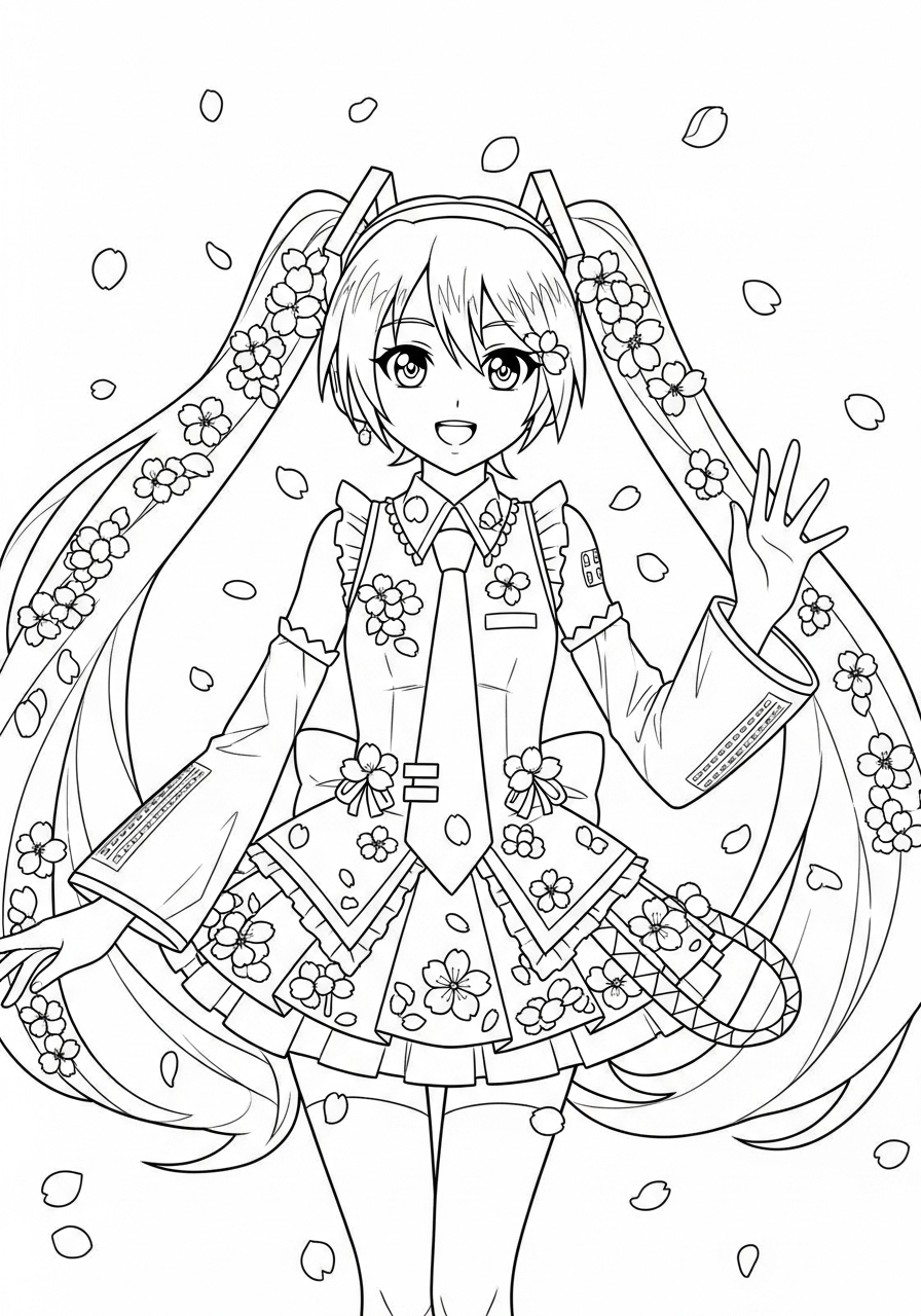 Hatsune Miku Coloring Pages 5 Hatsune Miku coloring book pages