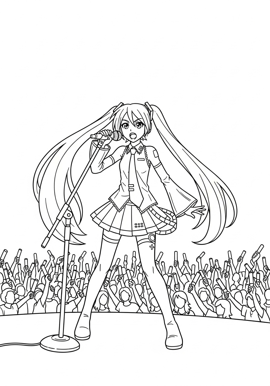 Hatsune Miku Coloring Pages 6 free Hatsune Miku coloring pages for adults