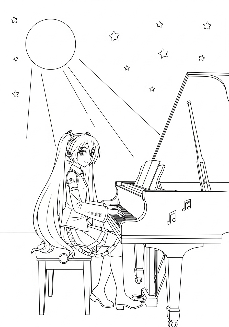 Hatsune Miku Coloring Pages 10 vintage Hatsune Miku coloring pages