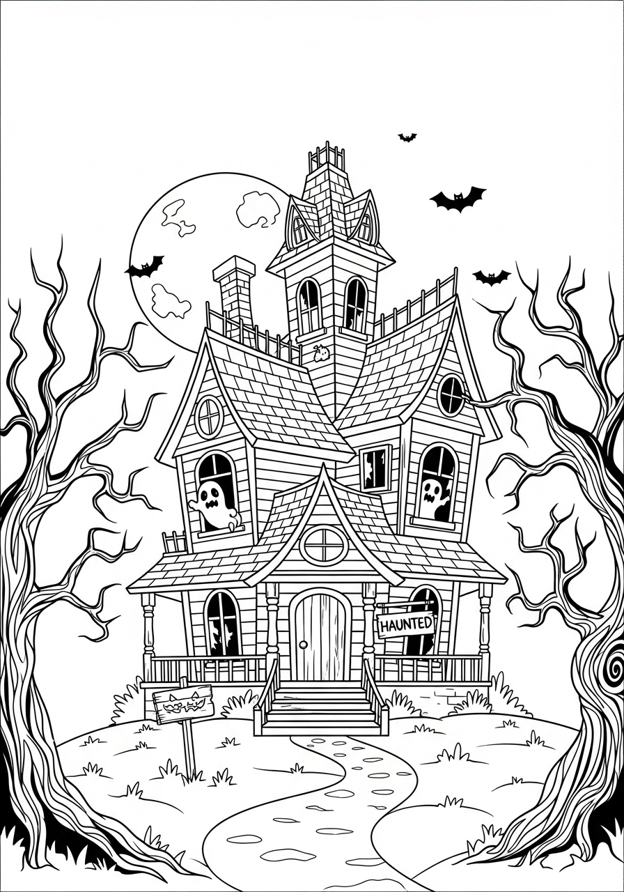 Haunted House Coloring Pages 2 grinch cute Haunted House coloring pages