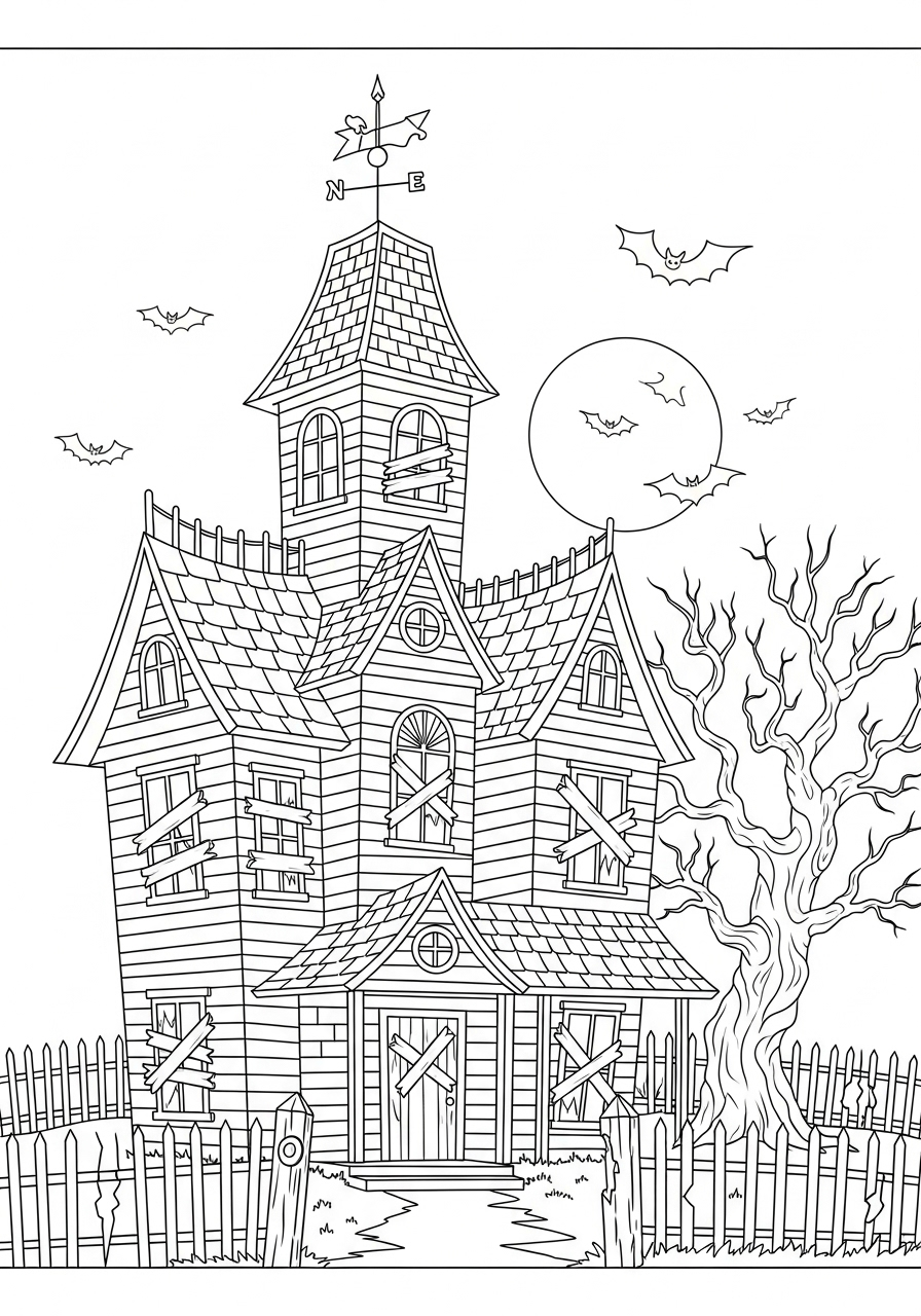 Haunted House Coloring Pages 3 Haunted House coloring pages for adults pdf