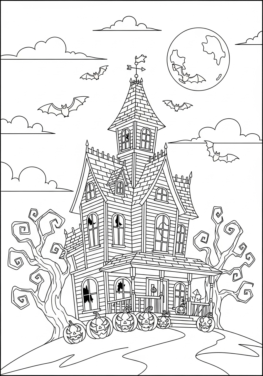 Haunted House Coloring Pages 4 preschool Haunted House coloring pages