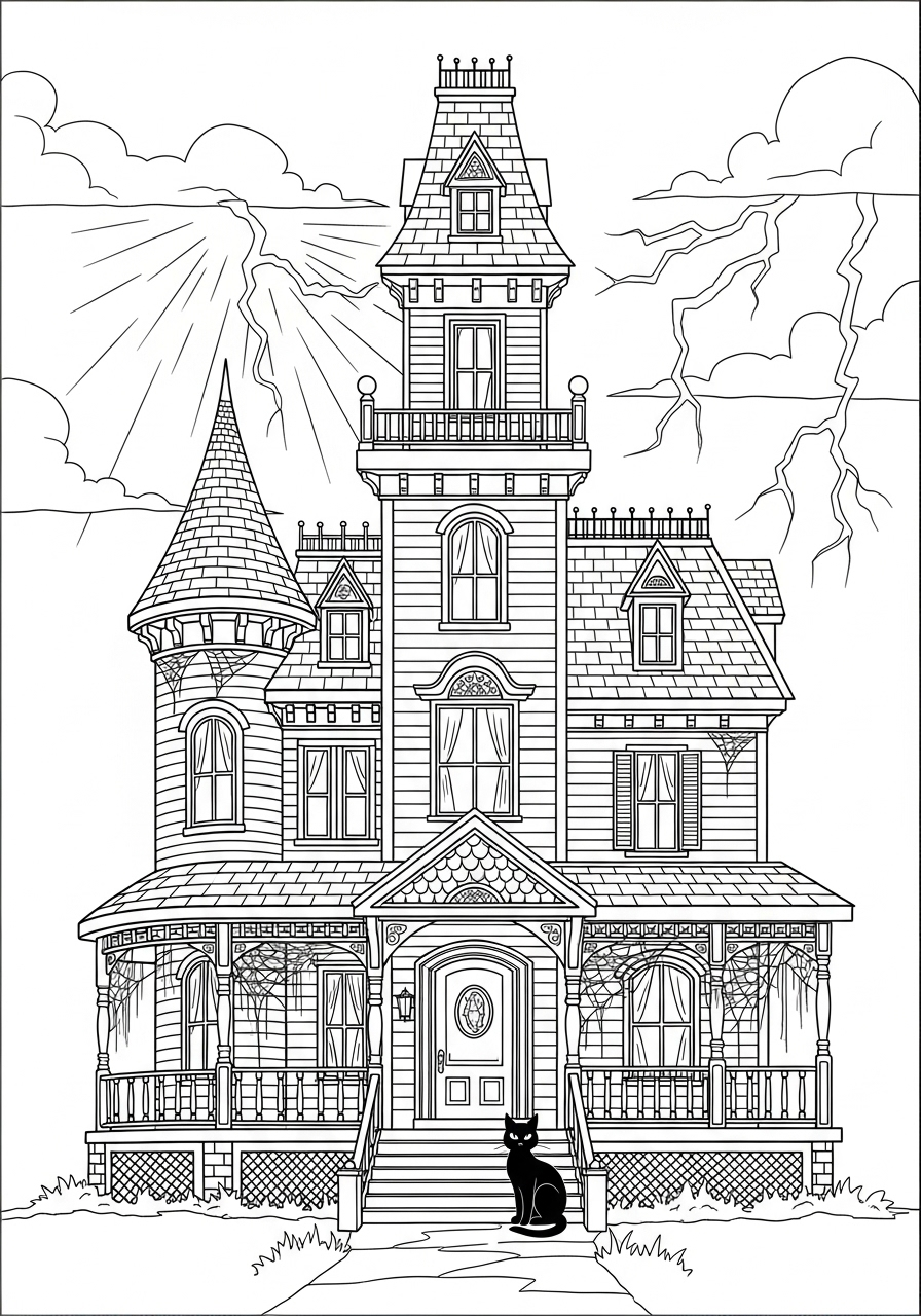 Haunted House Coloring Pages 6 old-fashioned Haunted House coloring pages