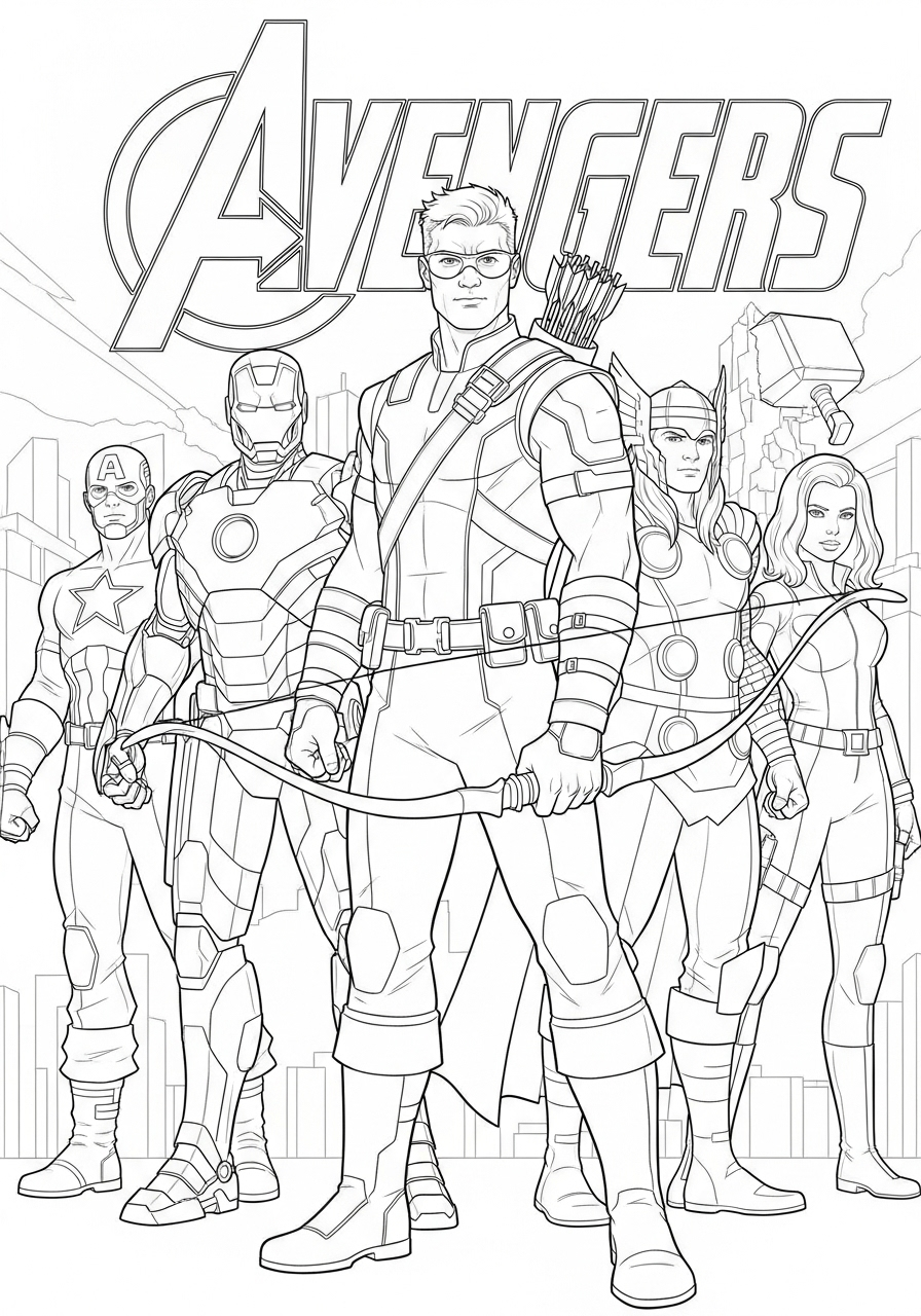 coloring Hawkeye pages