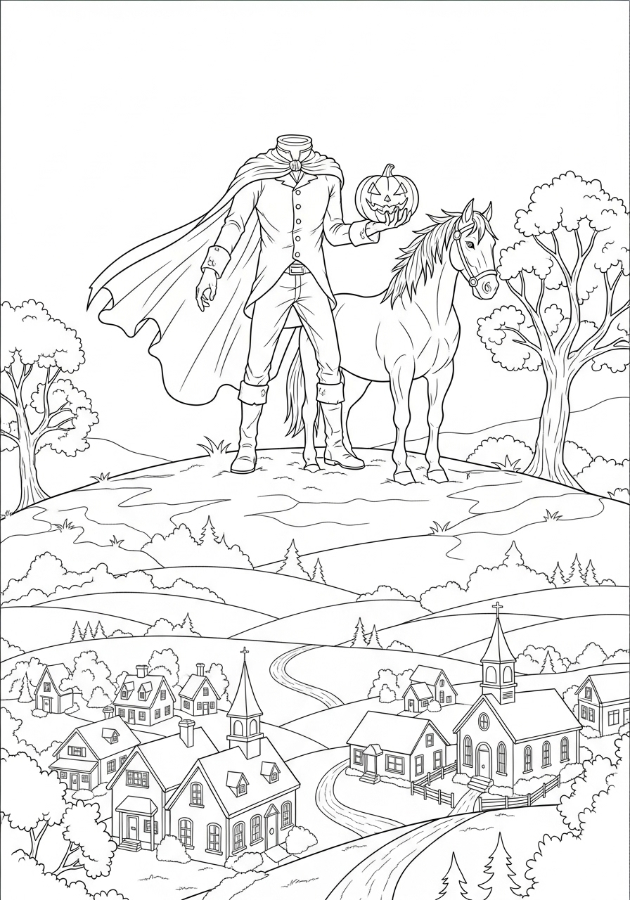 Headless Horseman Coloring Pages 13 coloring pages printable Headless Horseman