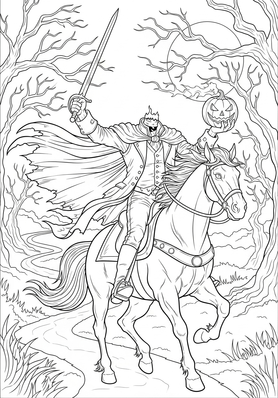 Headless Horseman Coloring Pages 15 free Headless Horseman coloring pages pdf