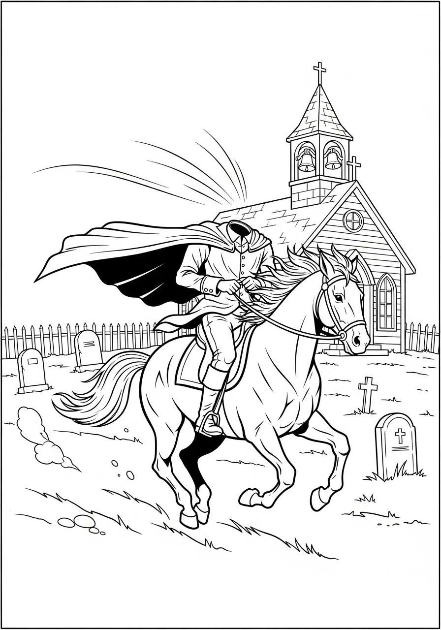 Headless Horseman Coloring Pages 16 free full size printable Headless Horseman coloring pages for adults pdf