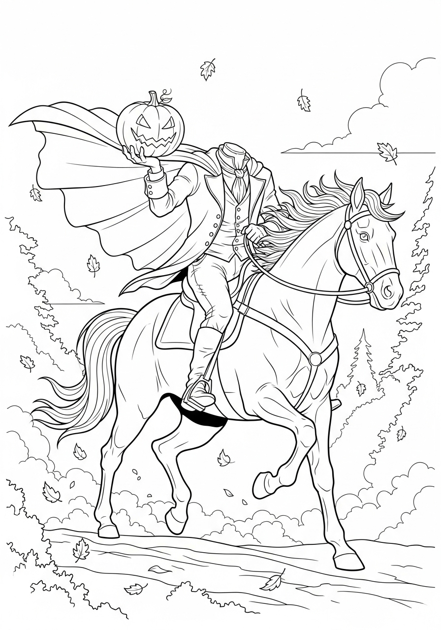 Headless Horseman Coloring Pages 17 free printable Headless Horseman coloring pages for adults