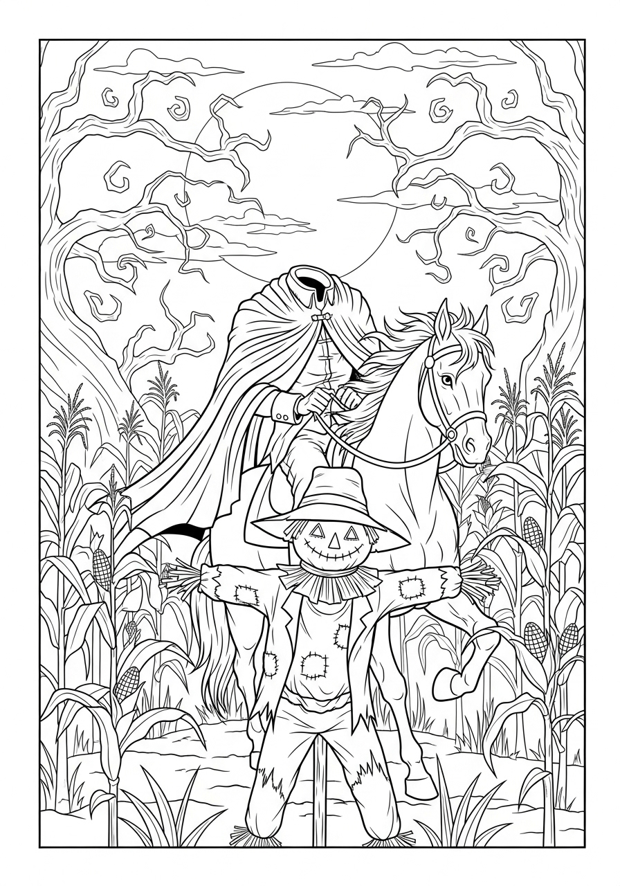 Headless Horseman Coloring Pages 18 detailed Headless Horseman coloring pages for adults