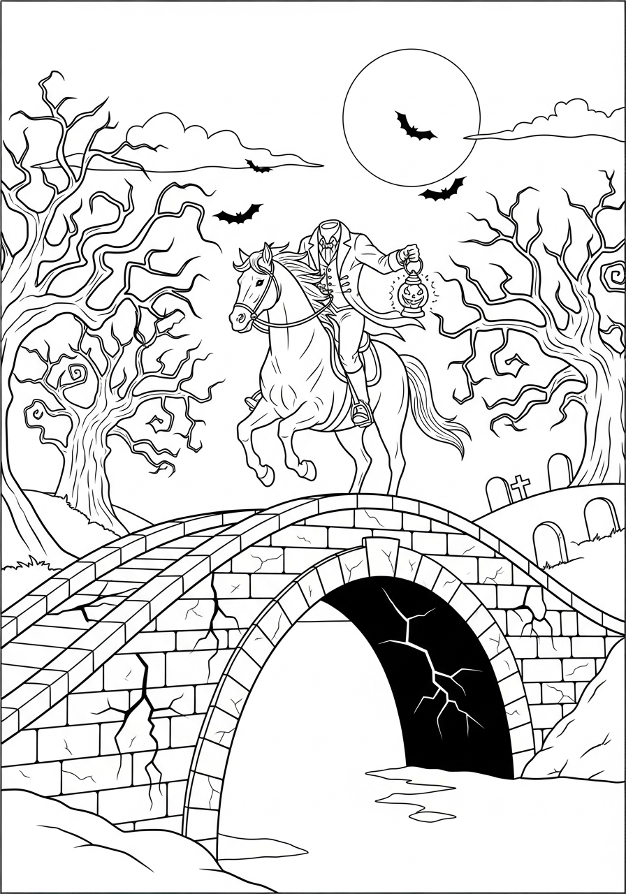 Headless Horseman Coloring Pages 3 Headless Horseman coloring pages for adults
