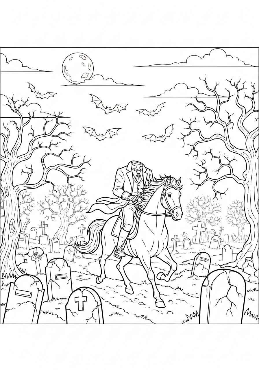 Headless Horseman Coloring Pages 21 cute Headless Horseman coloring pages